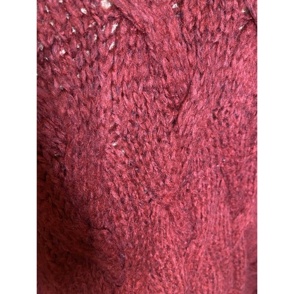 Zara Duster Cardigan Sweater Burgundy Size M Cable Knit Open Front Wool Mohair - Picture 3 of 7